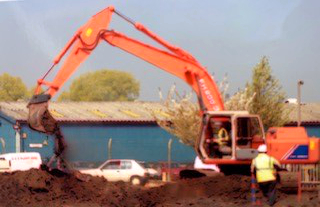 Joanne working the digger
