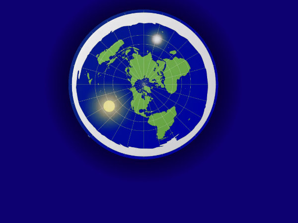 image of flat earth with blue background