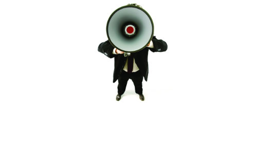 Man with megaphone