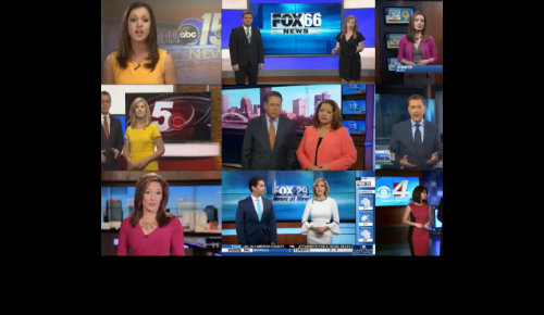 Image show grid of news presenters saying the same narrative