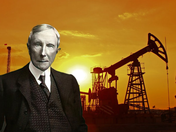 John d Rockefeller with oil wells