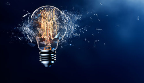 Lightbulb with shattered class