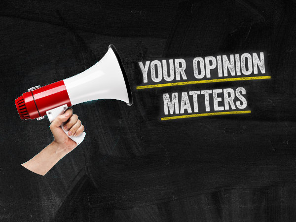Megaphone with text Your Opinion Matters