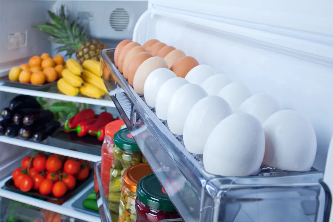 Eggs in refrigerator door